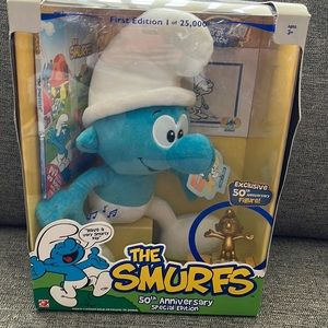 Smurfs 50th Anniversary Special Edition Stuffed Animal, Figure & DVD NIB